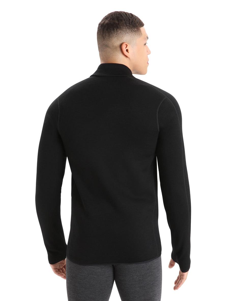 Black Icebreaker RealFleece™ Merino Elemental Long Sleeve Zip Jacket Men's Hoodie | AU 1251DFMN